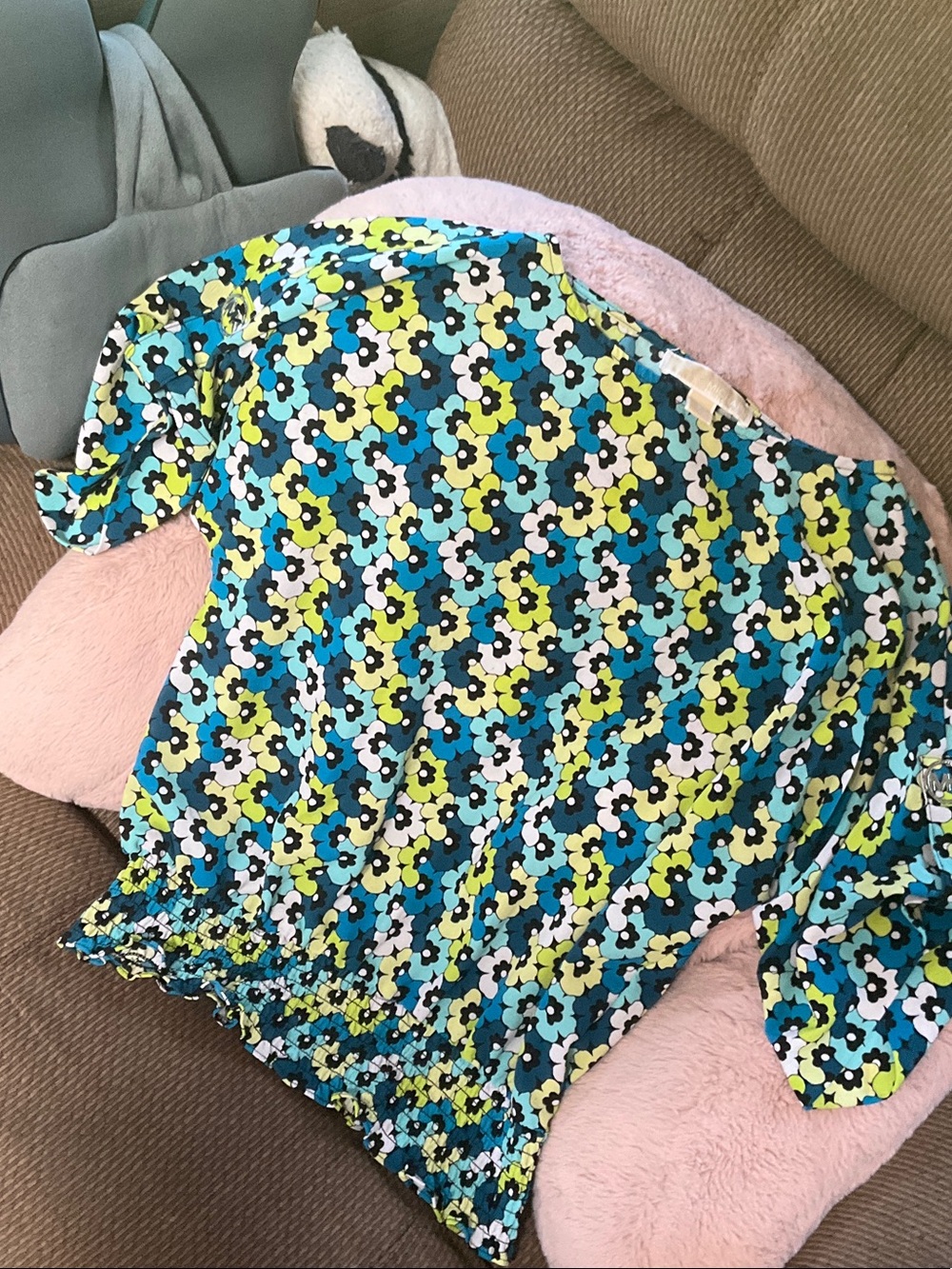 MICHAEL Michael Kors Blue Teal Lime Floral Blouse